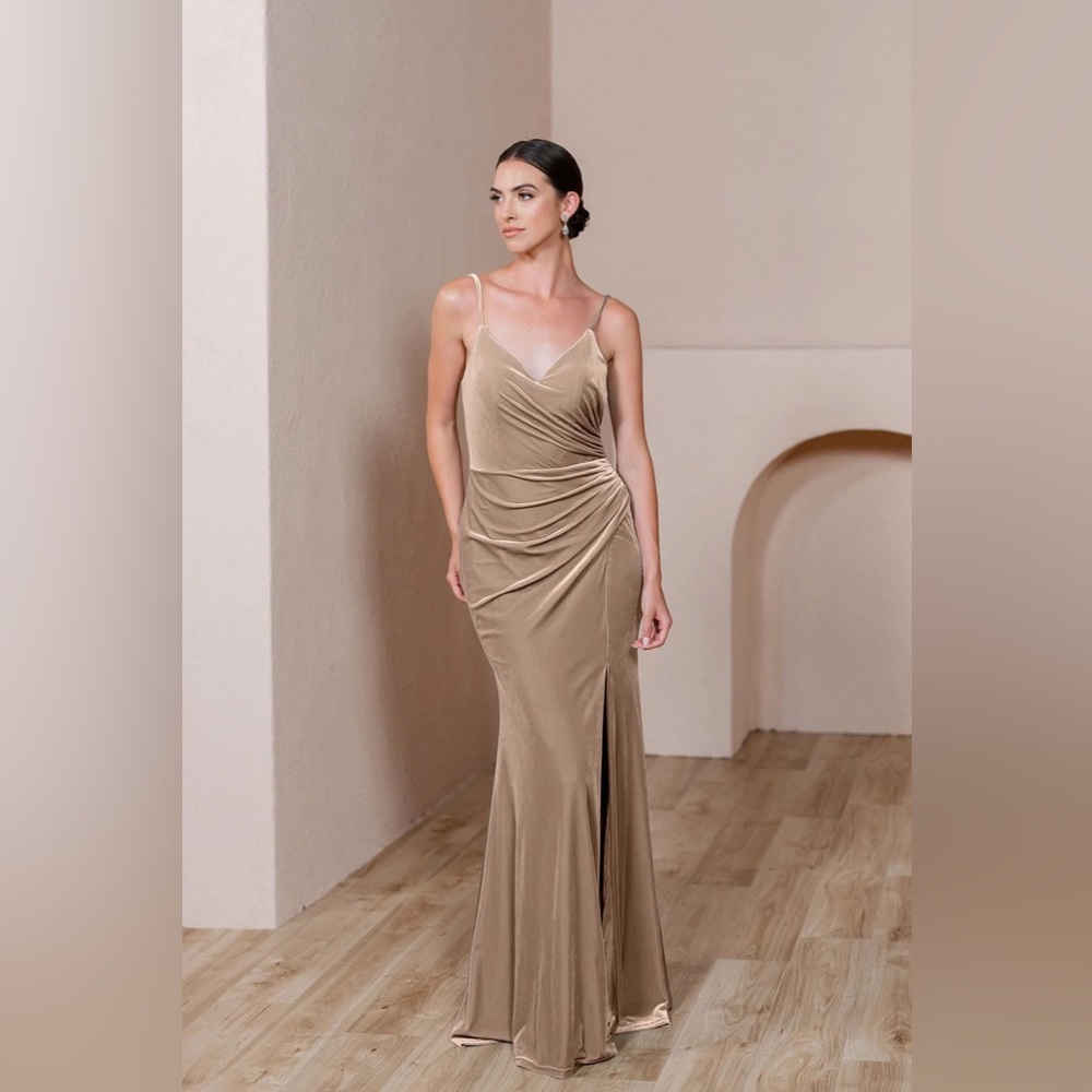 Rory Velvet Dress - Champagne - 602, Size: 14 petite